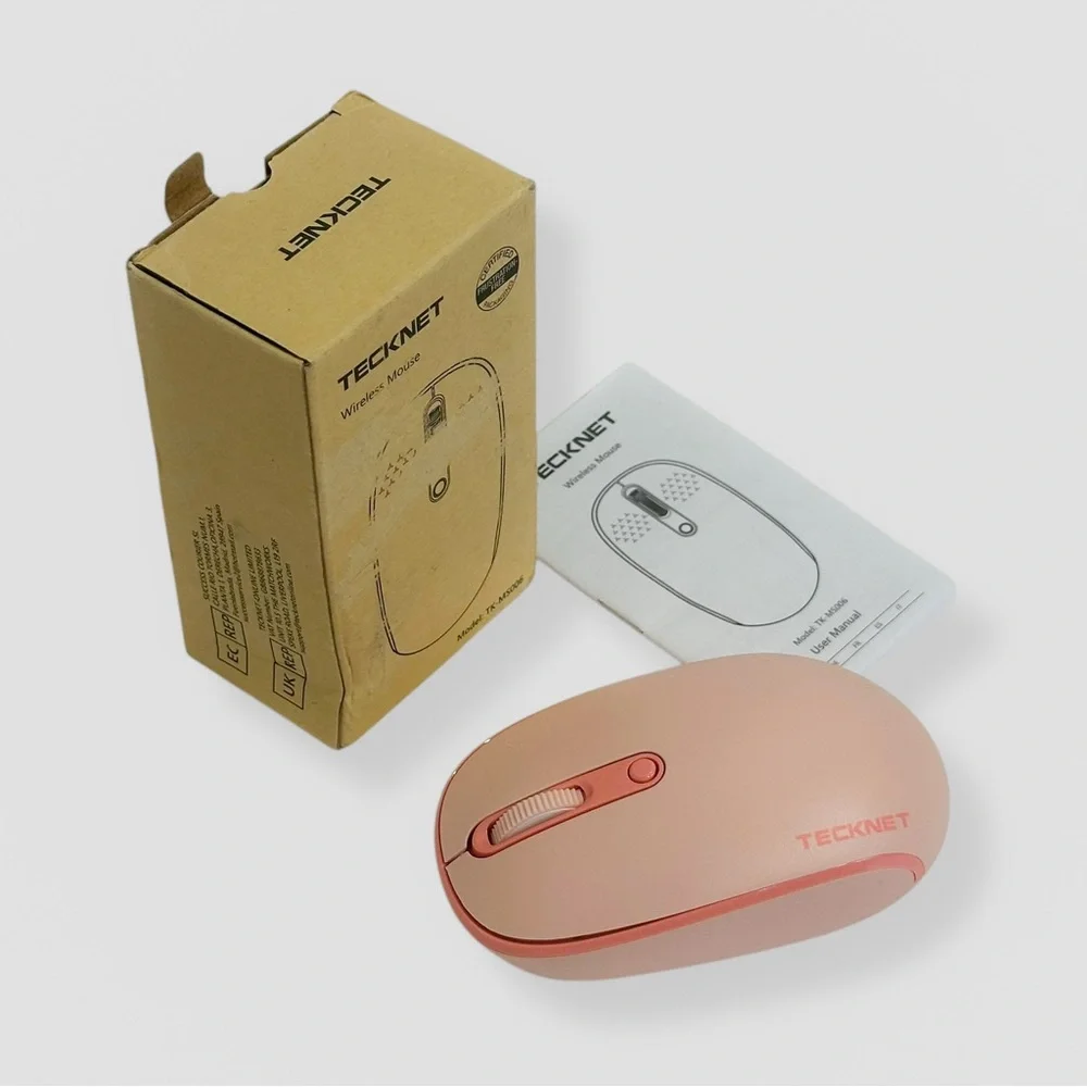 TECKNET Wireless Mouse for Laptop, 2.4GHz USB Mini Cordless Small Pink TK-MS006